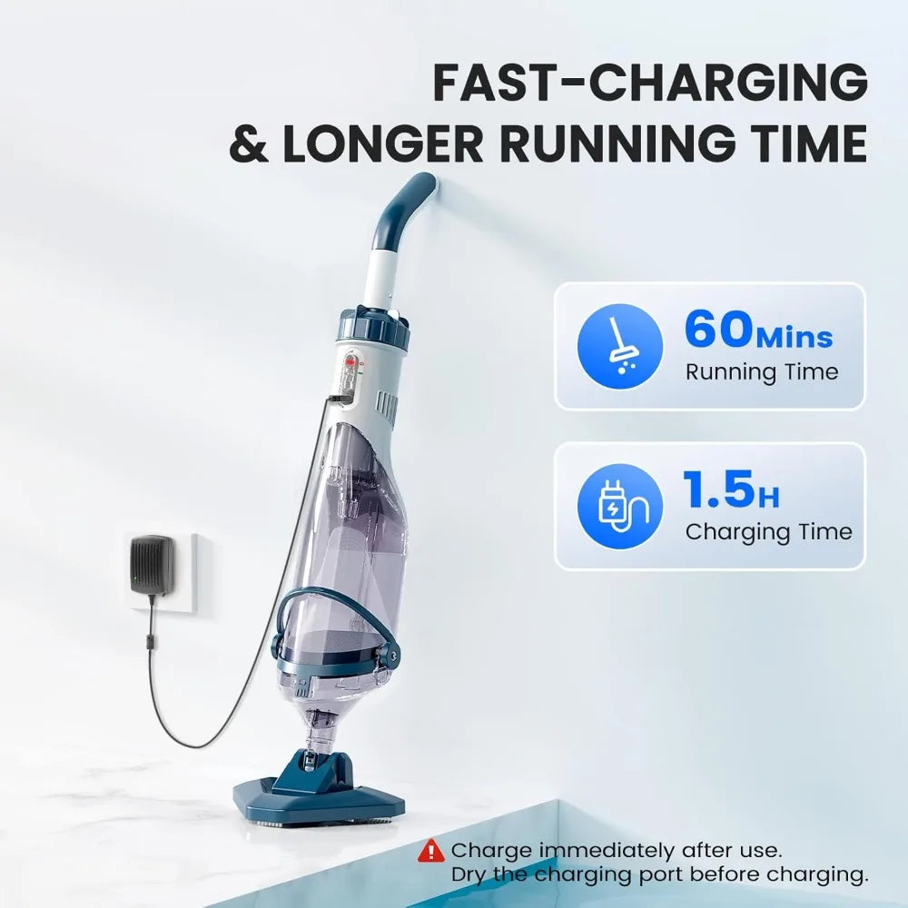 Pool Vacuum (Updated Model): Above Ground, In-Ground, Spas, Hot Tubs, 1H Run, Telescopic Pole